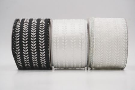 Elegancka wstążka metaliczna z haftem liściowym na Boże Narodzenie_KF9821.KF9822.KF9823.KF9824 (1)